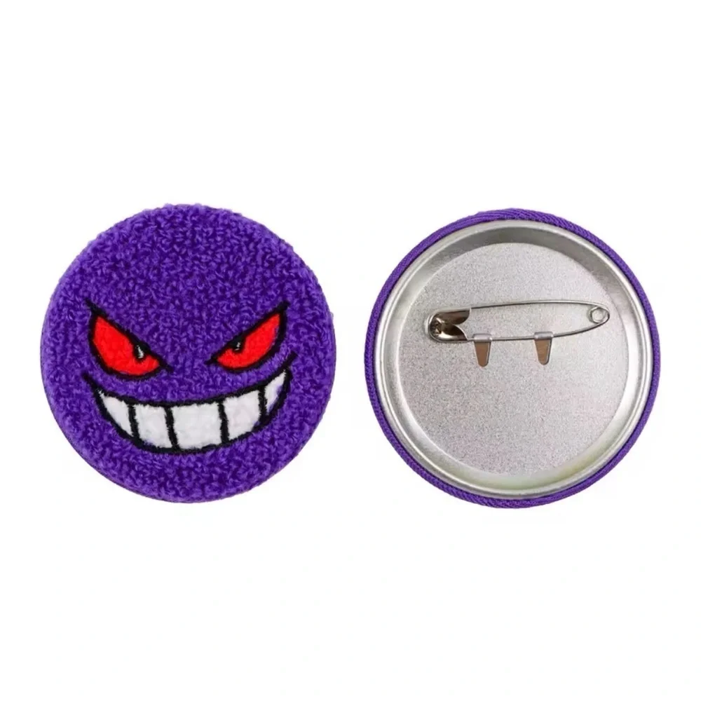 3/$33 Pokemon Character Gengar Fuzzy Texture Embroidered Button Pin Brooch